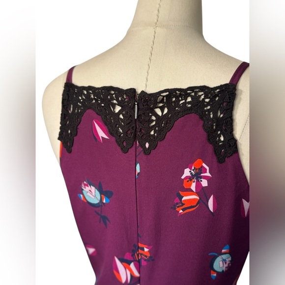 REBECCA TAYLOR Purple Floral Lace Midi Dress Size 4 - Picture 5 of 14